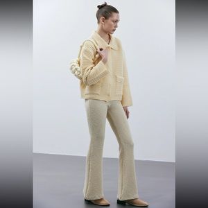 Source Unknown Waffle Flare Leggings In Eggshell